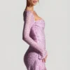 Vestido corto drapeado con cuello vuelto y adornos Marilla en rosa peonía Vestido corto drapeado con cuello vuelto y adornos Marilla en rosa peonía