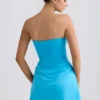 Vestido corto Efia de jersey elástico con drapeado y corte en A en azul aguamarina Vestido corto Efia de jersey elástico con drapeado y corte en A en azul aguamarina