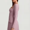Vestido corto estructurado de corte A con rayas diplomáticas de Ksenia en color malva