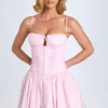 Vestido corto fruncido con pinzas Dorothea en color rosa palo