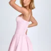 Vestido corto fruncido con pinzas Dorothea en color rosa palo