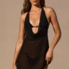 Vestido corto Iona con cuello vuelto y espalda descubierta en negro