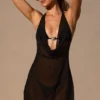 Vestido corto Iona con cuello vuelto y espalda descubierta en negro