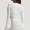 Vestido corto Jolessa de punto pointelle con volantes en blanco