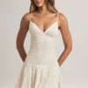 Vestido corto Kelbie de modal con fruncidos y corte en A con estampado floral