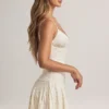 Vestido corto Kelbie de modal con fruncidos y corte en A con estampado floral