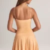 Vestido corto Kelbie de modal con fruncidos y corte en A en color melocotón