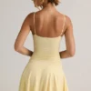 Vestido corto Kelbie de modal fruncido con corte en A en amarillo crema
