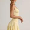 Vestido corto Kelbie de modal fruncido con corte en A en amarillo crema