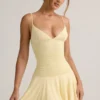 Vestido corto Kelbie de modal fruncido con corte en A en amarillo crema