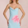 Vestido corto Marielle de gasa con estampado floral azul Vestido corto Marielle de gasa con estampado floral azul