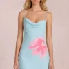Vestido corto Marielle de gasa con estampado floral azul Vestido corto Marielle de gasa con estampado floral azul
