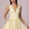 Vestido corto Marissa con detalle de lazo y corte en A en rayas amarillo limón