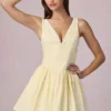 Vestido corto Marissa con detalle de lazo y corte en A en rayas amarillo limón