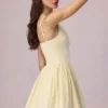 Vestido corto Marissa con detalle de lazo y corte en A en rayas amarillo limón
