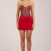 Vestido corto Meg con falda drapeada y escote bandeau en estampado de leopardo rosa Vestido corto Meg con falda drapeada y escote bandeau en estampado de leopardo rosa