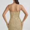 Vestido corto Mischa con cuello corazón y adornos en dorado Vestido corto Mischa con cuello corazón y adornos en dorado