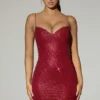 Vestido corto Mischa con escote corazón y adornos en rojo Vestido corto Mischa con escote corazón y adornos en rojo