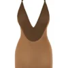Vestido corto multiforma de malla suave Intimates Intimates en color almendra
