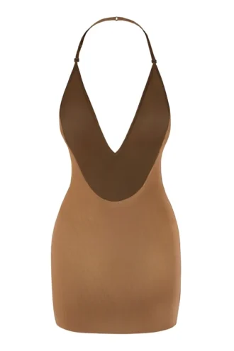 Vestido corto multiforma de malla suave Intimates Intimates en color almendra