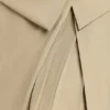 Vestido corto plisado cruzado de sarga tejida Bruna en color topo