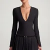 Vestido corto plisado de manga larga Fiorella en negro