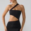 Vestido corto Shyla de jersey elástico con fruncidos y aberturas en negro