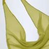 Vestido corto sin espalda con cuello vuelto Iona en verde oliva