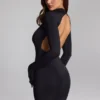 Vestido corto sin espalda Luanni de jersey elástico en negro