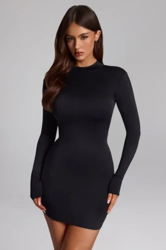 Vestido corto sin espalda Luanni de jersey elástico en negro