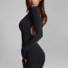 Vestido corto sin espalda Luanni de jersey elástico en negro