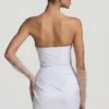 Vestido corto Tirza con fruncidos y corsé en blanco