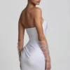 Vestido corto Tirza con fruncidos y corsé en blanco