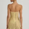 Vestido corto transparente con adornos y cuello cuadrado Averie en amarillo