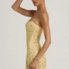 Vestido corto transparente con adornos y cuello cuadrado Averie en amarillo
