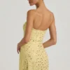 Vestido corto transparente con adornos y cuello cuadrado Averie en amarillo