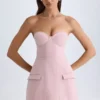 Vestido corto tulipán estructurado sin tirantes Arta en rosa malva