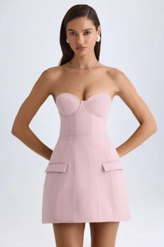 Vestido corto tulipán estructurado sin tirantes Arta en rosa malva