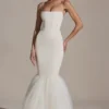 Vestido de cola de pez con bajo de tul Adelpha en color marfil
