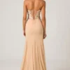 Vestido de cola de pez con corsé adornado Lysana en beige floral