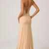 Vestido de cola de pez con corsé adornado Lysana en beige floral