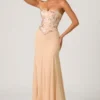 Vestido de cola de pez con corsé adornado Lysana en beige floral