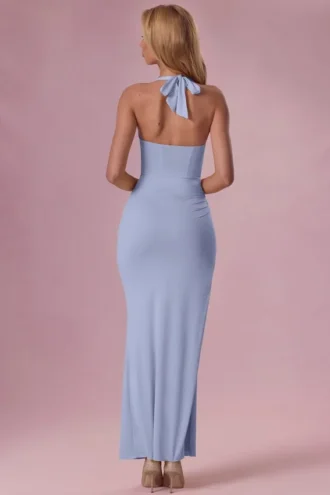 Vestido de dama de honor con corsé de jersey Olivette en azul claro