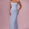 Vestido de dama de honor con corsé de satén Avielle en azul polvo
