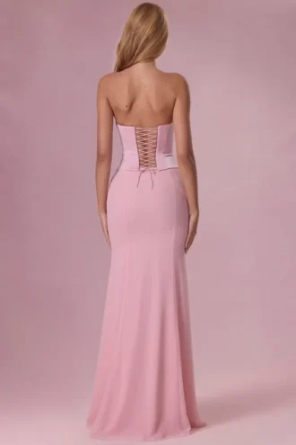 Vestido de dama de honor con corsé de satén Avielle en rosa palo