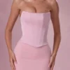 Vestido de dama de honor con corsé de satén Avielle en rosa palo