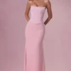 Vestido de dama de honor con corsé de satén Avielle en rosa palo