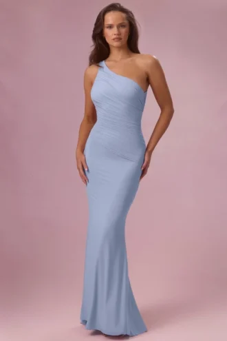 Vestido de dama de honor de jersey Annelise en azul claro