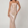 Vestido de encaje con cuello cuadrado adornado Sima en melocotón pálido