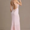 Vestido de gasa Emmeline con cuello vuelto y espalda abierta en rosa bebé